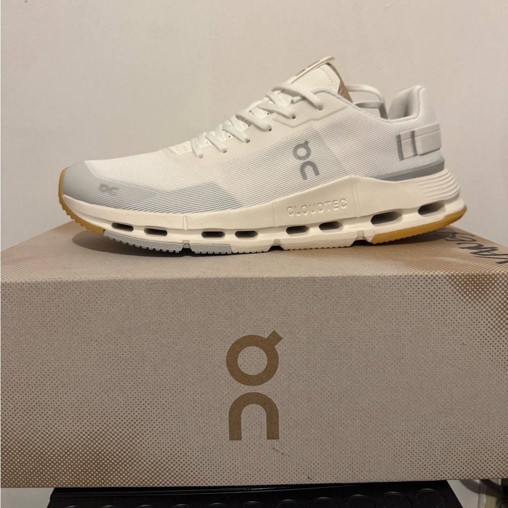 On Running Men's White and Tan Sneakers